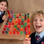 Sensory LED peg board used as a calming activity for kids with ADHD or sensory needs