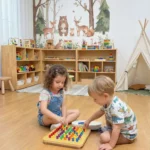 Child using sensory LED peg board to stay calm and focused during screen-free play