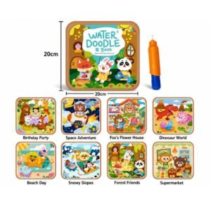 MoniBabu mess free coloring book set — 2 reusable water reveal books with a water pen