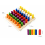 Montessori color sorting toy dimensions: 11.5 x 11.5 x 2.8 cm board with 2.5 x 0.8 cm wooden pegs in 7 colors
