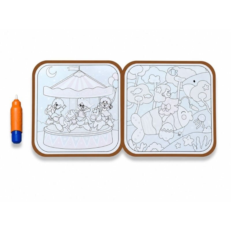 Mess free water coloring book carousel and under the sea pages ready to paint