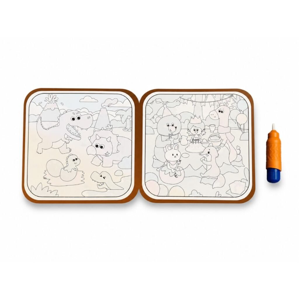 Mess free water coloring book faded dinosaur and birthday party pages ready to paint