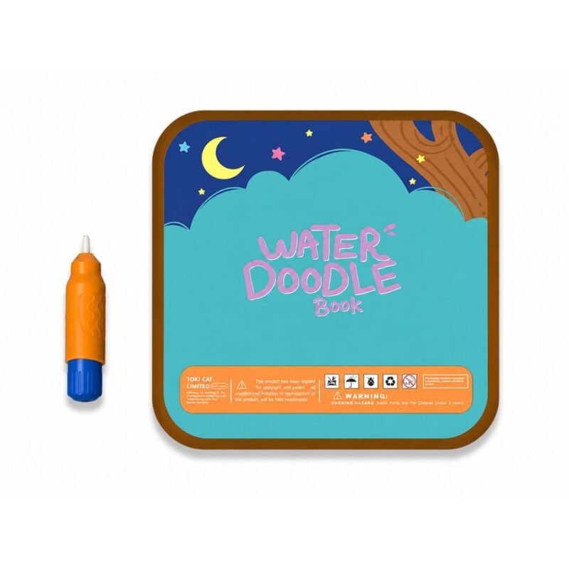 Water Doodle Book teal back cover with safety information