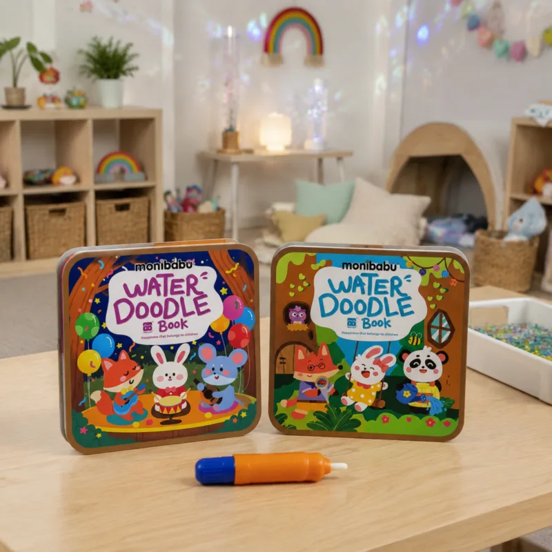 MoniBabu mess free water doodle coloring books, set of 2, with a refillable water pen